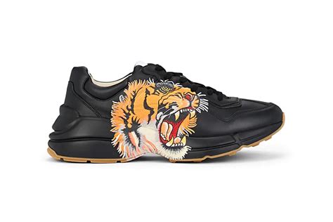 gucci rhyton tiger print|gucci rhyton sneaker logo.